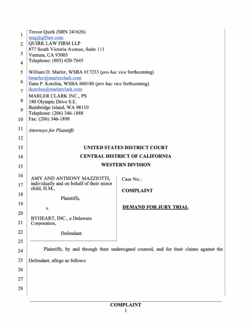 Marler Clark to file 5th Botulism Lawsuit against ByHeart